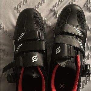 Peloton Black Athletic Shoes with Red Accents
